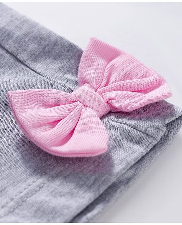 Babyhug Cotton Knit Full Sleeves Night Suit With Polka Dot Print - Pink & Grey