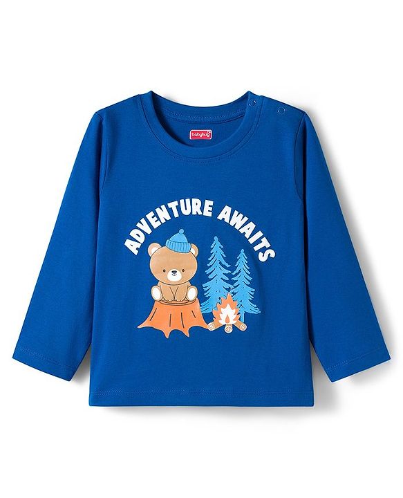 Babyhug Cotton Knit Full Sleeves Night Suit with Jungle Theme Print - Navy Blue