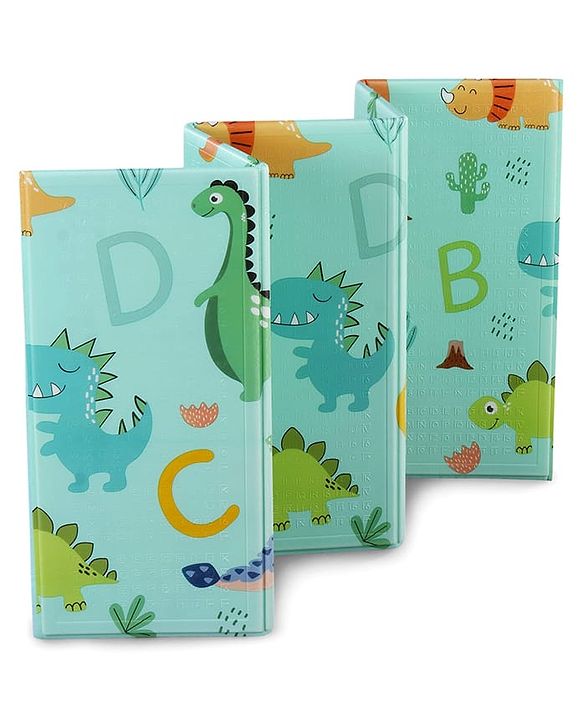Babyhug Reversible Foldable Dino Theme Learning & Play Floor Mat 180x150 cm|Thickness 8 mm|Waterproof & Soft Foam|Colorful Crawling & Baby Massage Mat|Ideal to Gift|Easy to Fold & Carry| 0-12 Yrs|BIS