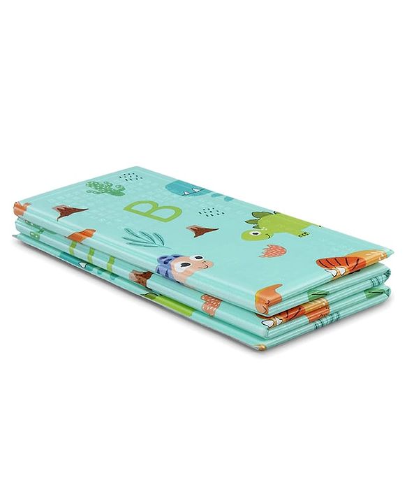 Babyhug Reversible Foldable Dino Theme Learning & Play Floor Mat 180x150 cm|Thickness 8 mm|Waterproof & Soft Foam|Colorful Crawling & Baby Massage Mat|Ideal to Gift|Easy to Fold & Carry| 0-12 Yrs|BIS