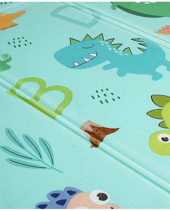 Babyhug Reversible Foldable Dino Theme Learning & Play Floor Mat 180x150 cm|Thickness 8 mm|Waterproof & Soft Foam|Colorful Crawling & Baby Massage Mat|Ideal to Gift|Easy to Fold & Carry| 0-12 Yrs|BIS