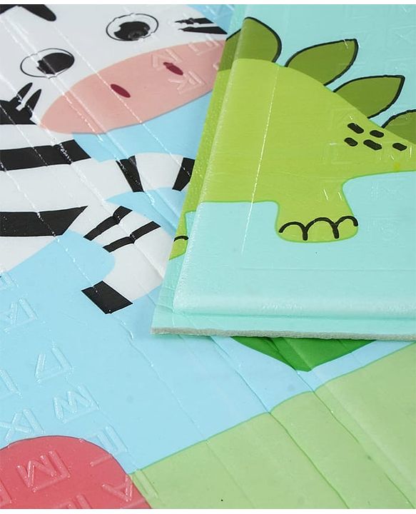 Babyhug Reversible Foldable Dino Theme Learning & Play Floor Mat 180x150 cm|Thickness 8 mm|Waterproof & Soft Foam|Colorful Crawling & Baby Massage Mat|Ideal to Gift|Easy to Fold & Carry| 0-12 Yrs|BIS