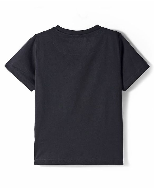 Pine Kids Cotton Knit Half Sleeves T-Shirt & Lounge Pant Set with Text Graphic - Black