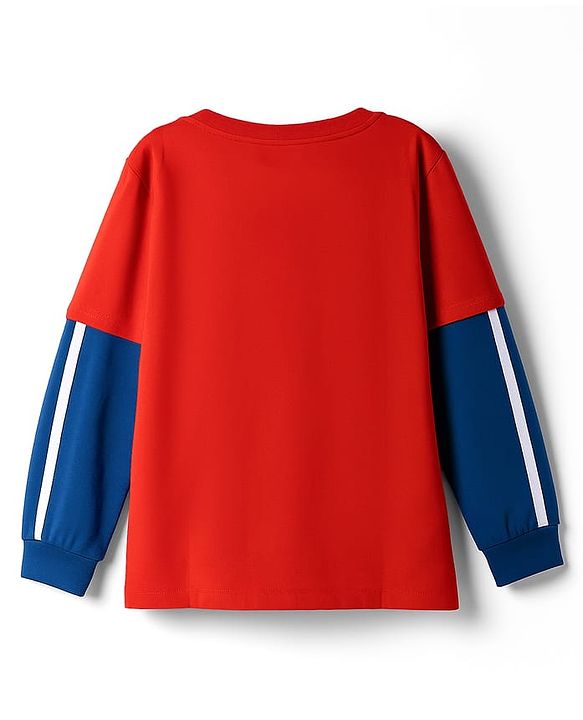 Babyhug Cotton Knit Full Sleeves T-Shirt With Animal Print - Red