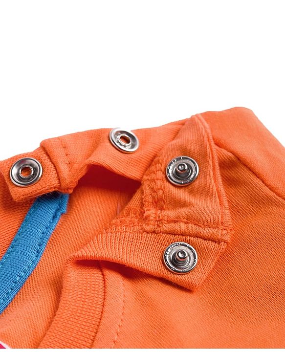 Babyhug Cotton Knit Full Sleeves T-Shirt With Text Print - Orange