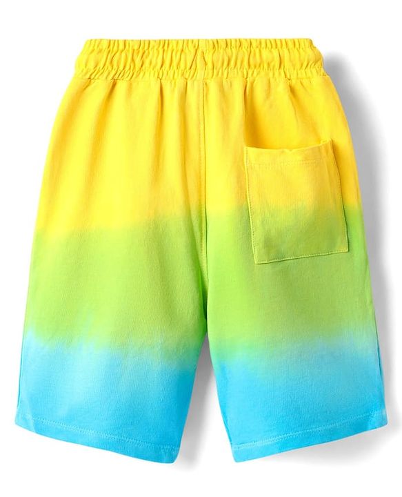 Pine Kids Single Jersey Knit Half Sleeves T-Shirt & Shorts Set with Beach Theme Print - Yellow