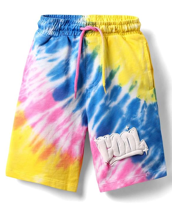 Pine Kids Single Jersey Knit Half Sleeves Co-ords T-Shirt & Shorts Set with Text Graphic - Multicolor