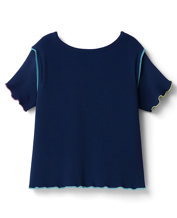 Pine Kids Single Jersey Knit Half Sleeves T-Shirt & Shorts Set with Text Graphic - Navy Blue
