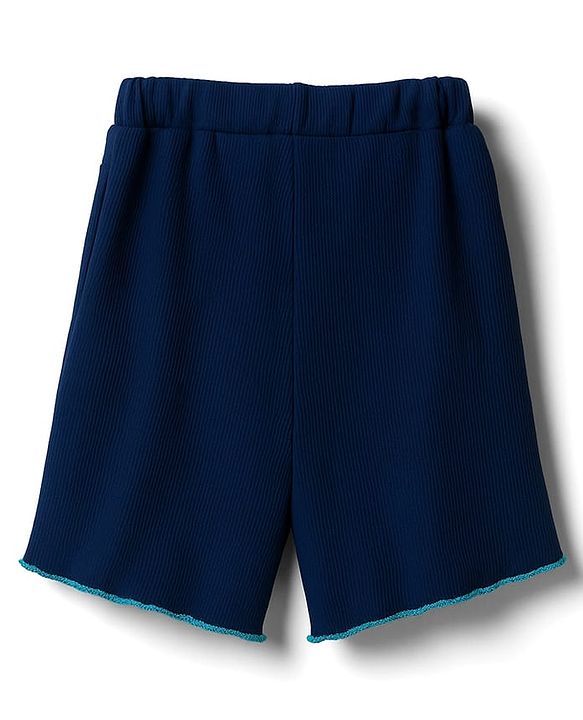 Pine Kids Single Jersey Knit Half Sleeves T-Shirt & Shorts Set with Text Graphic - Navy Blue