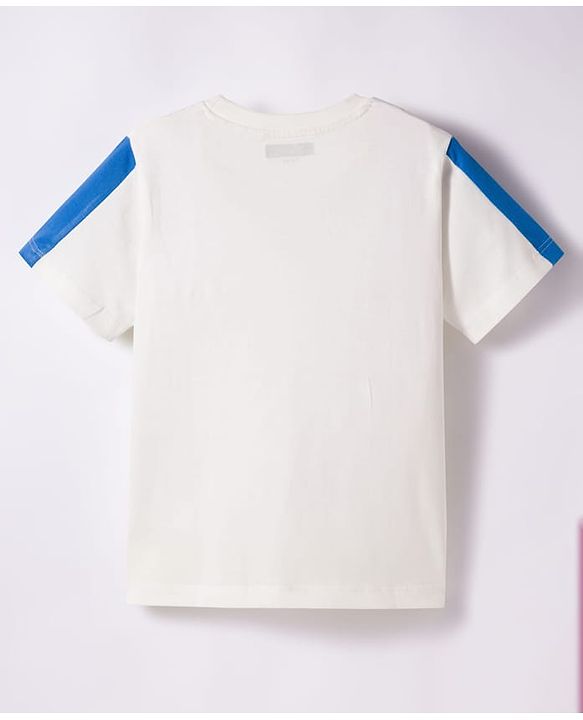 Pine Kids Cotton Knit Half Sleeves T-Shirt & Lounge Pant Set With Text Print - White & Lime Green