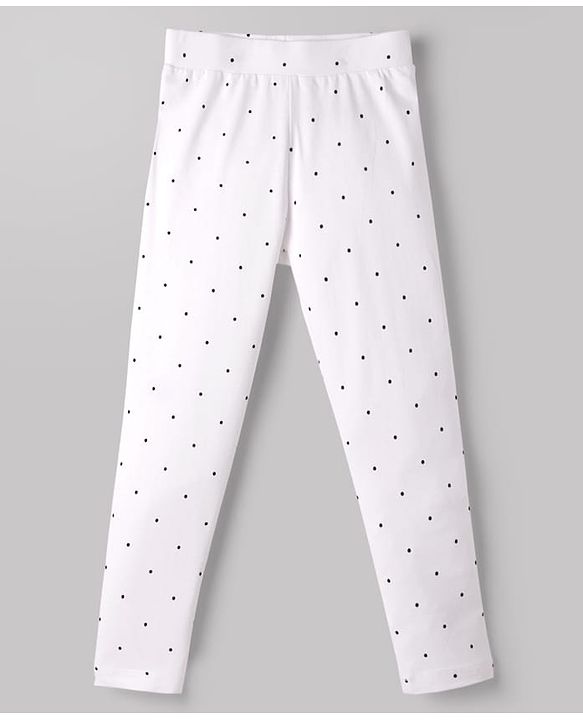 Pine Kids Cotton Lycra Knit Full Length Leggings with Polka Dot Print Pack of 5 (Color & Design May Vary)