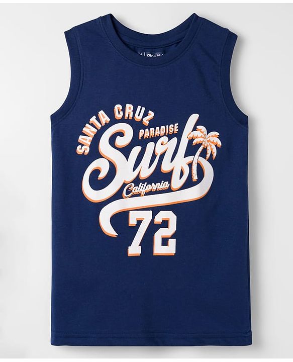 Pine Kids Cotton Knit Sleeveless Tank T-Shirts with Text Print Pack of 5 - Multicolor