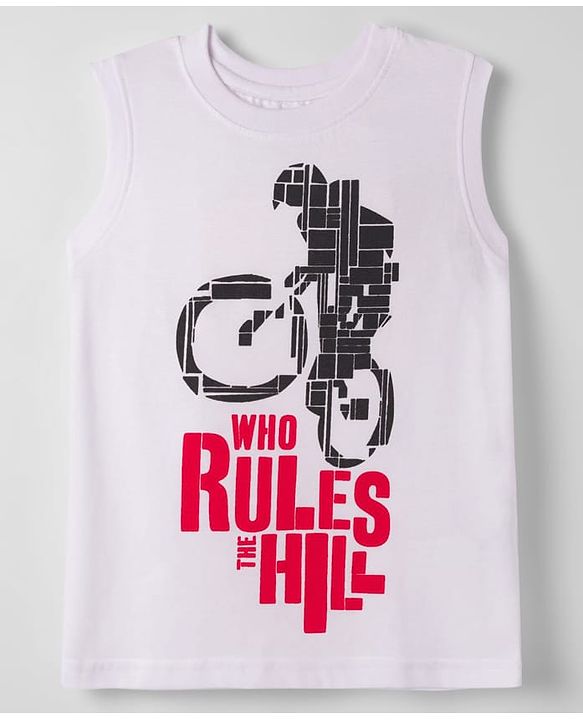 Pine Kids Cotton Knit Sleeveless Tank T-Shirts with Text Print Pack of 5 - Multicolor