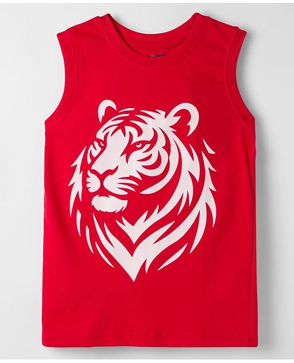Pine Kids Cotton Knit Sleeveless Tank T-Shirts with Text Print Pack of 5 - Multicolor