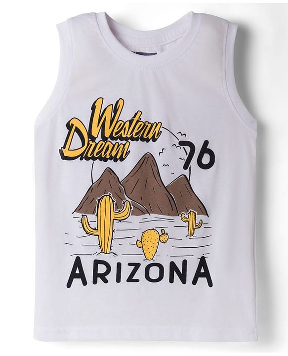 Pine Kids Cotton Knit Sleeveless Tank T-Shirts with Text Print Pack of 5 - Multicolor