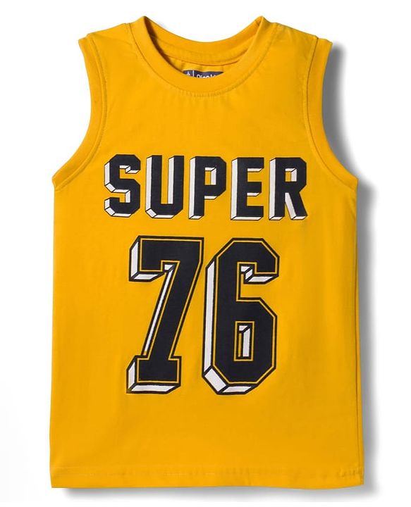 Pine Kids Cotton Knit Sleeveless Tank T-Shirts with Text Print Pack of 5 - Multicolor