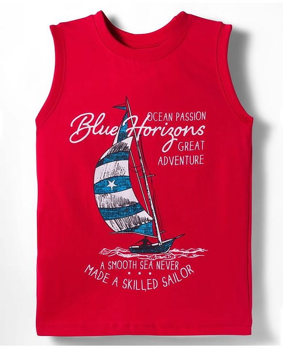 Pine Kids Cotton Knit Sleeveless Tank T-Shirts with Text Print Pack of 5 - Multicolor