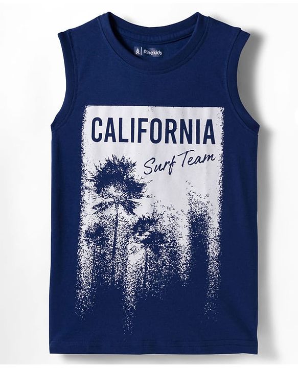 Pine Kids Cotton Knit Sleeveless Tank T-Shirts with Text Print Pack of 5 - Multicolor