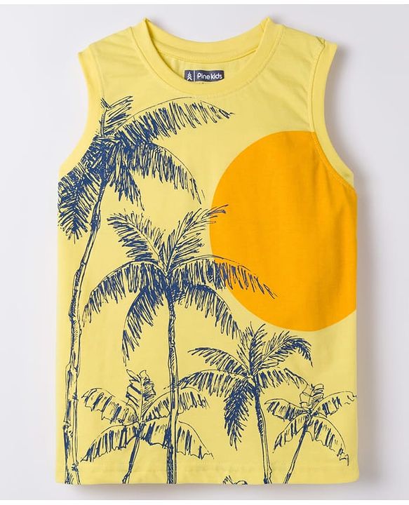 Pine Kids Cotton Knit Sleeveless Tank T-Shirts with Text Print Pack of 5 - Multicolor