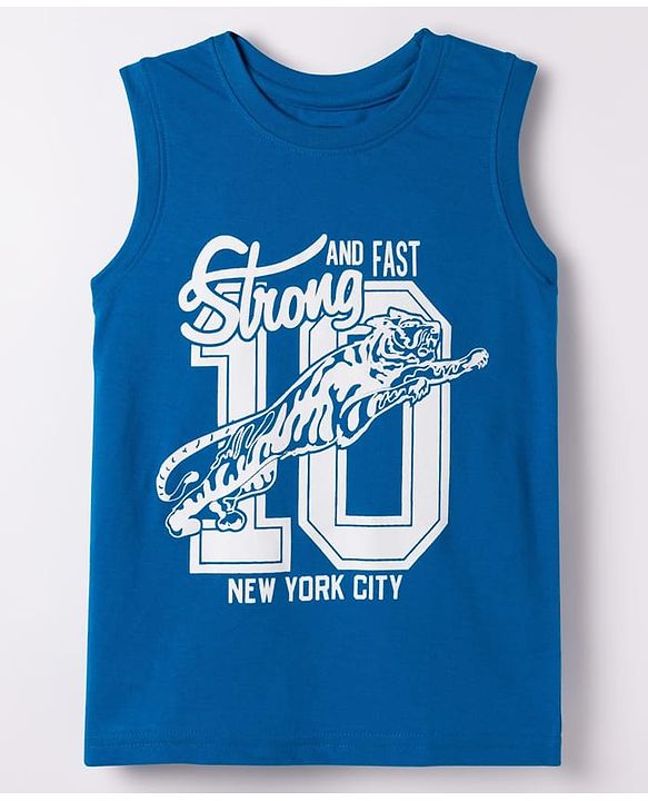 Pine Kids Cotton Knit Sleeveless Tank T-Shirts with Text Print Pack of 5 - Multicolor
