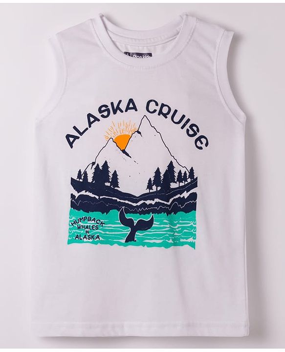 Pine Kids Cotton Knit Sleeveless Tank T-Shirts with Text Print Pack of 5 - Multicolor