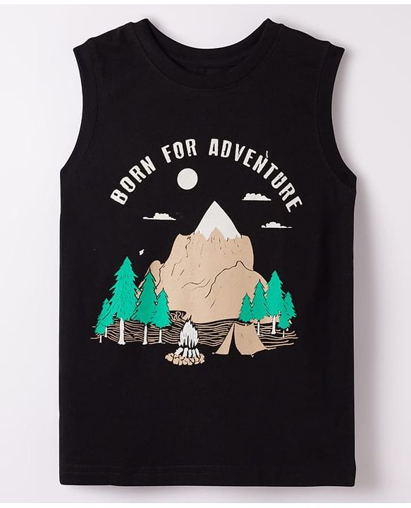 Pine Kids Cotton Knit Sleeveless Tank T-Shirts with Text Print Pack of 5 - Multicolor