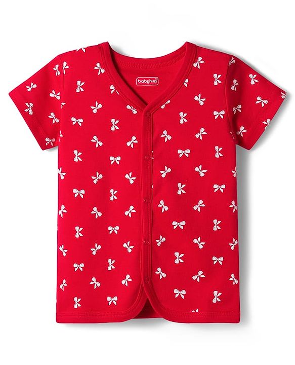 Babyhug 100% Cotton Front Open Jhablas With Animal Print Pack Of 3 - Navy Blue Red & Cream