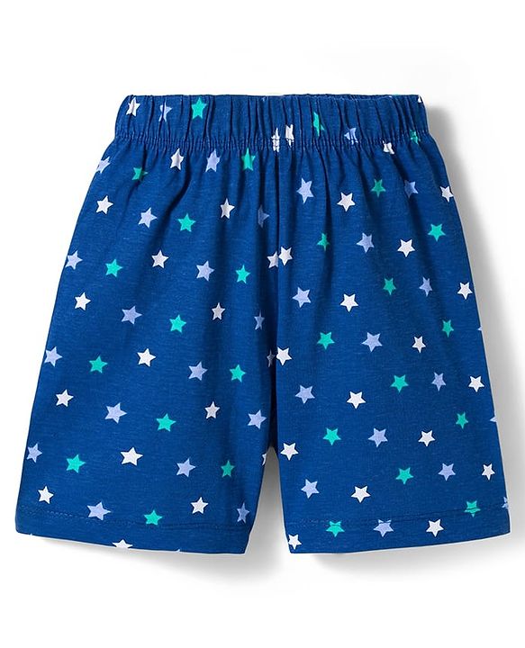 Babyhug Disney Single Jersey Knit Half Sleeves Shorts Night Suit With Winnie & Friends Print - Navy Blue