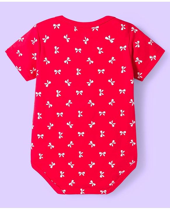 Babyhug 100% Cotton Onesies With Animal Print Pack Of 3 - Red Navy Blue & Cream