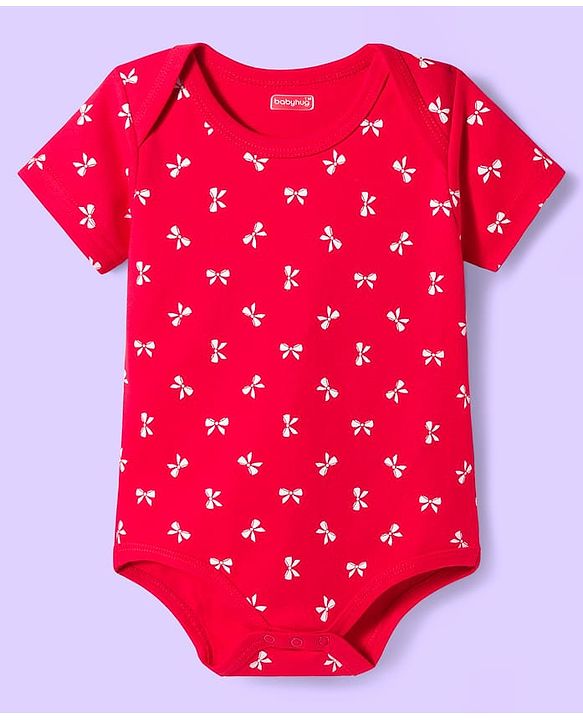 Babyhug 100% Cotton Onesies With Animal Print Pack Of 3 - Red Navy Blue & Cream