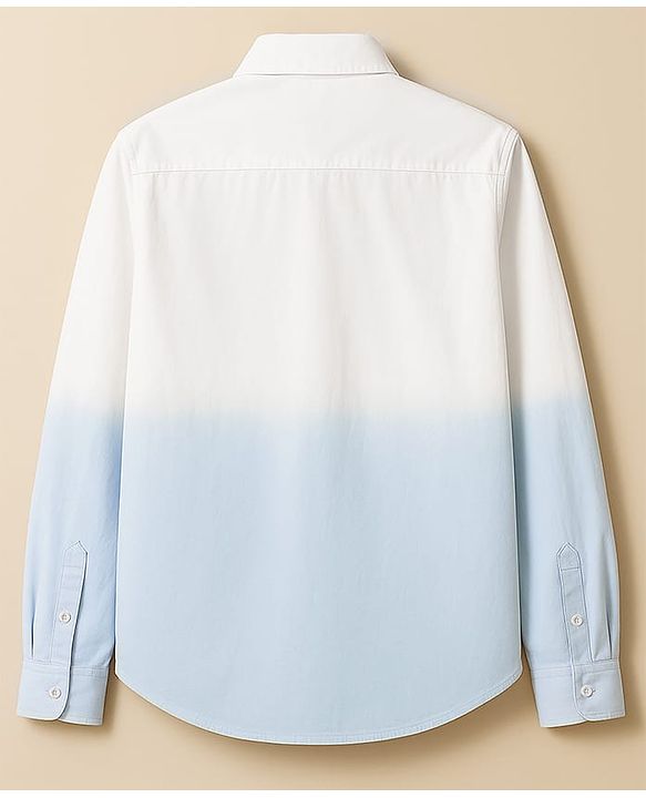 Pine Kids Cotton Woven Full Sleeves Solid Colour Shirt - Blue & White