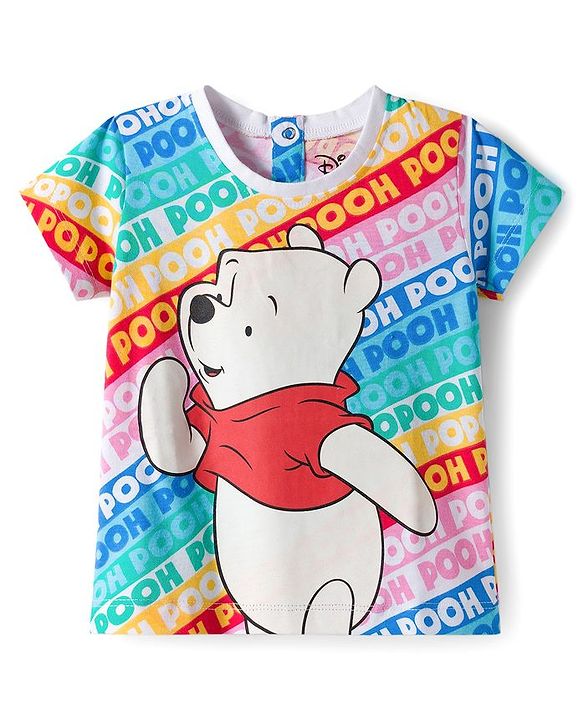 Babyhug Disney Single Jersey Knit Half Sleeves Shorts Night Suit With Winnie The Pooh Graphics - Light Blue