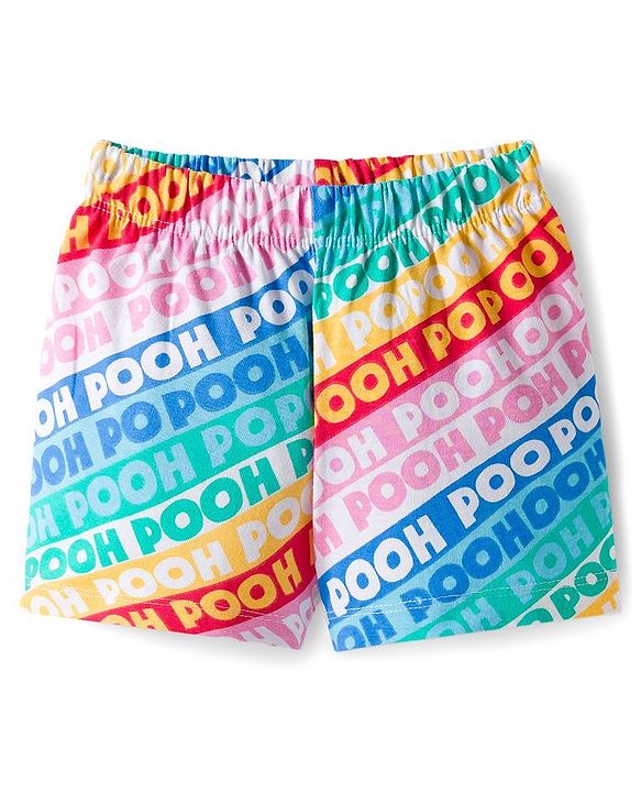 Babyhug Disney Single Jersey Knit Half Sleeves Shorts Night Suit With Winnie The Pooh Graphics - Light Blue