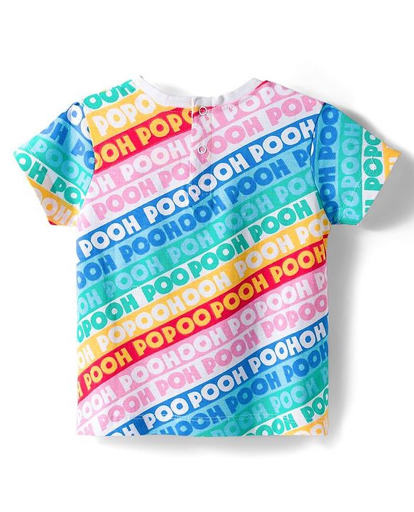 Babyhug Disney Single Jersey Knit Half Sleeves Shorts Night Suit With Winnie The Pooh Graphics - Light Blue