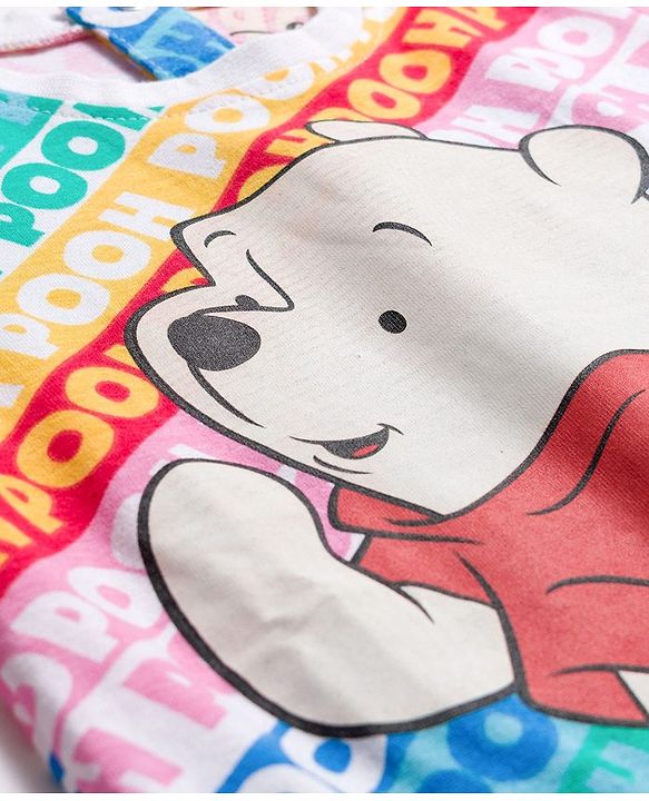 Babyhug Disney Single Jersey Knit Half Sleeves Shorts Night Suit With Winnie The Pooh Graphics - Light Blue