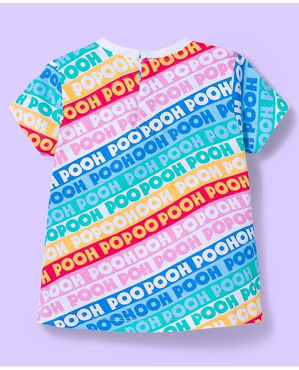 Babyhug Disney Single Jersey Knit Half Sleeves Shorts Night Suit With Winnie The Pooh Graphics - Light Blue