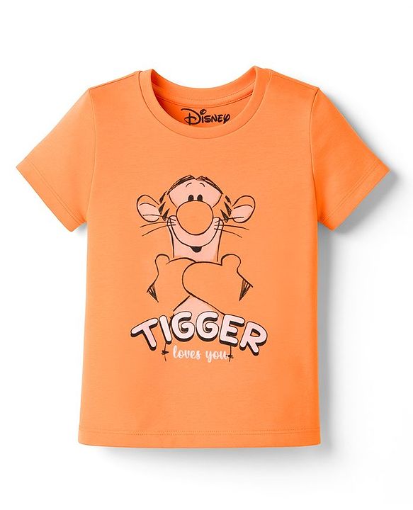 Babyhug Disney Single Jersey Knit Half Sleeves Shorts Night Suit With Tigger Graphics - Orange
