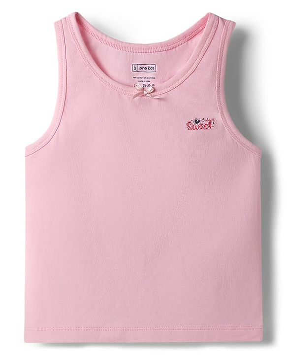 Pine Kids Cotton Lycra Knit Sleeveless Vests with Floral Print Pack of 3 (Color May Vary)