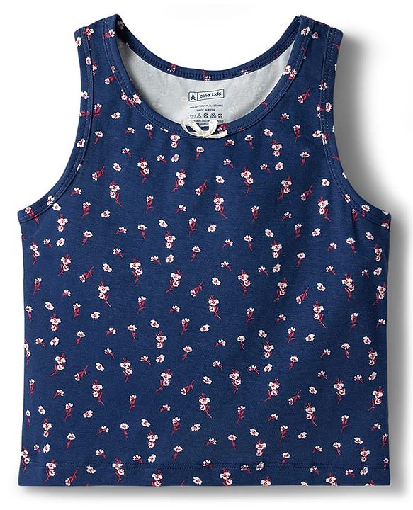 Pine Kids Cotton Lycra Knit Sleeveless Vests with Floral Print Pack of 3 (Color May Vary)