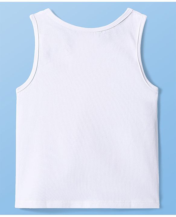 Pine Kids Cotton Knit Sleeveless Solid Colour Vests - White