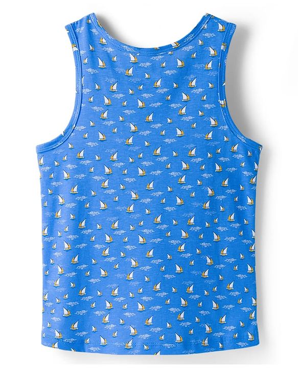 Pine Kids Cotton Knit Sleeveless Striped & Boat Printed Vests Pack of 3 - ( Colour May Vary)