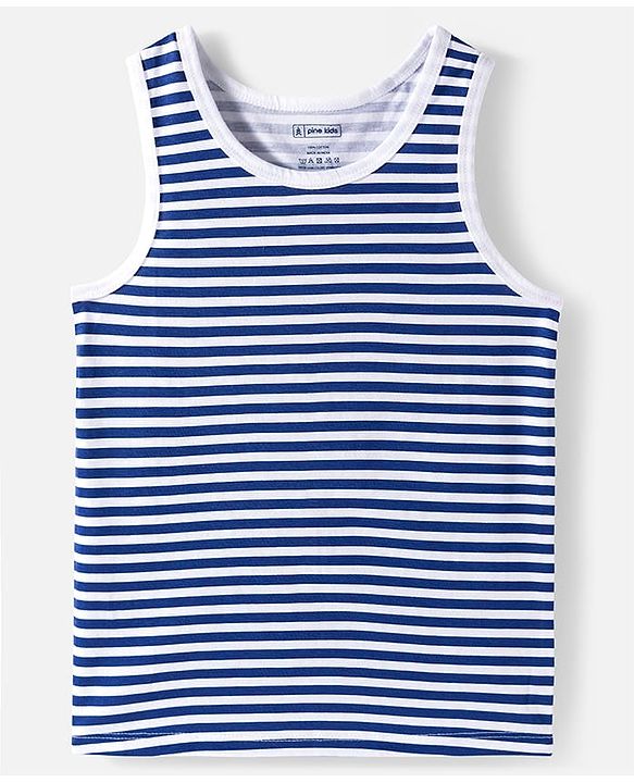 Pine Kids Cotton Knit Sleeveless Vests with Fighter Jet Print & Stripes Pack of 3 (Color & Design May Vary)