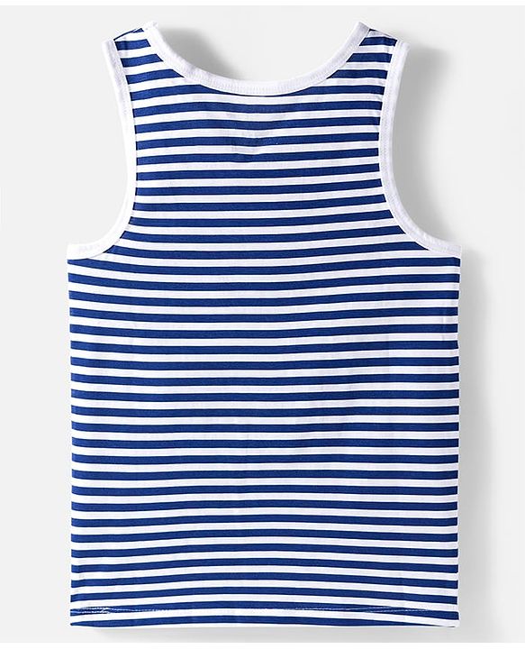 Pine Kids Cotton Knit Sleeveless Vests with Fighter Jet Print & Stripes Pack of 3 (Color & Design May Vary)