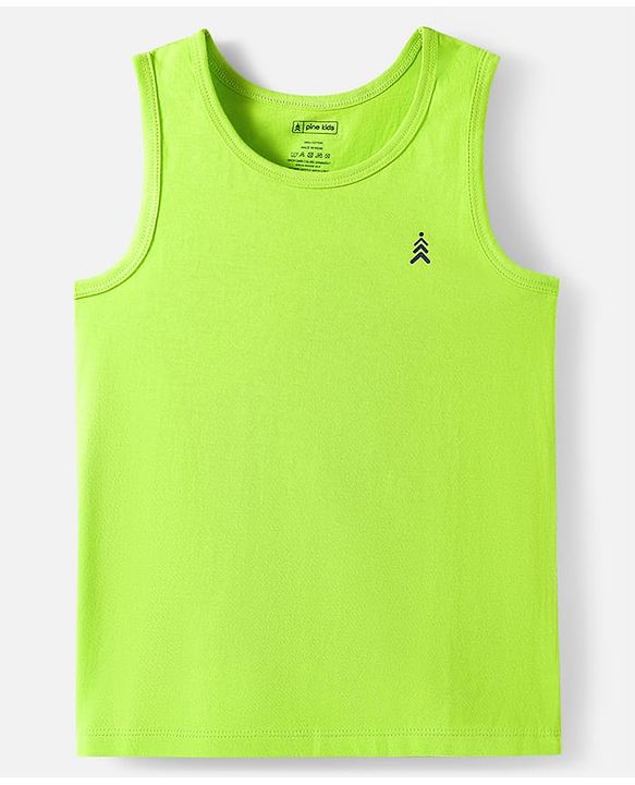 Pine Kids Cotton Knit Sleeveless Vests with Fighter Jet Print & Stripes Pack of 3 (Color & Design May Vary)