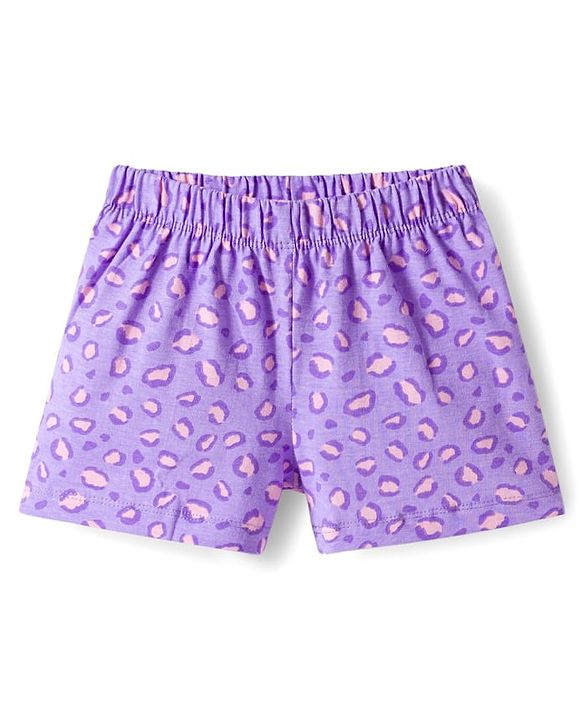Babyhug Disney Single Jersey Knit Half Sleeves Shorts Night Suit With Marie Graphics - Lavender