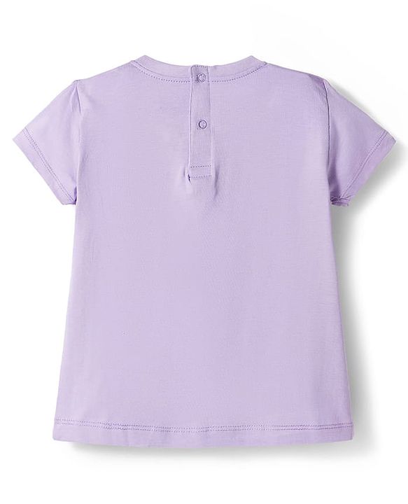Babyhug Disney Single Jersey Knit Half Sleeves Shorts Night Suit With Marie Graphics - Lavender