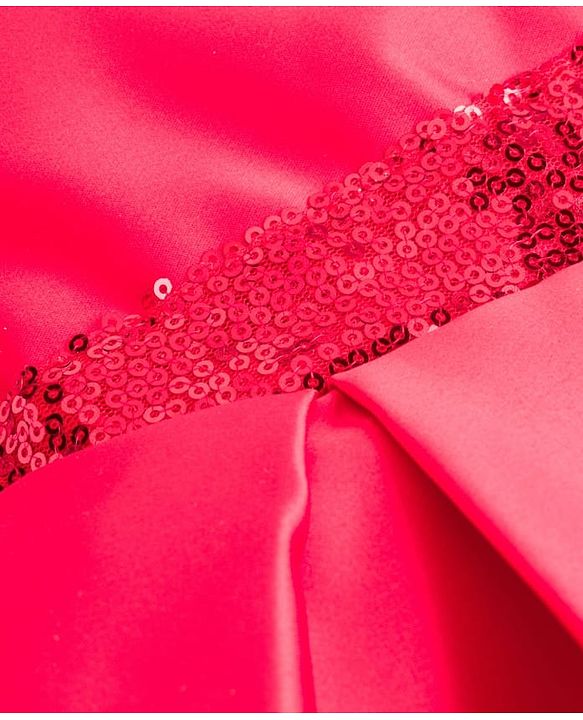 Babyhug Satin Woven Full Sleeves Party Fress with Shrug Bow & Sequin Detailing - Red