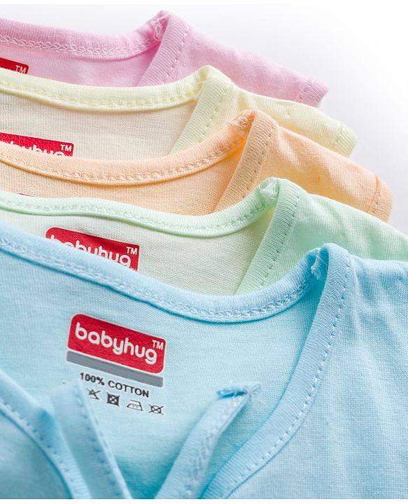 Babyhug Interlock Knit Sleeveless Solid Colour Jhablas Pack Of 5 - Multicolour