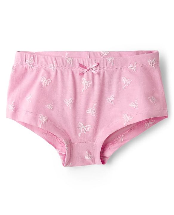 Pine Kids Cotton Elastane Knit Hipster with Bow Print Pack of 3 - ( Colour May Vary)