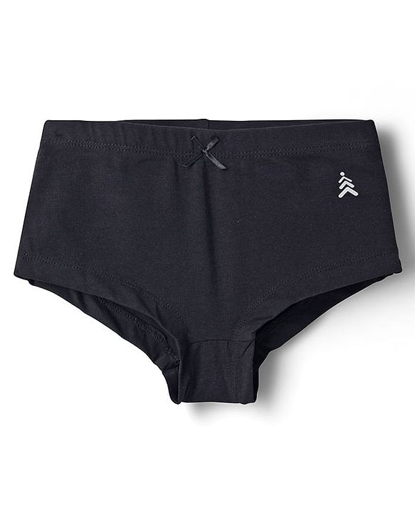 Pine Kids Cotton Elastane Knit Solid Colour Panties Pack Of 3 - Black